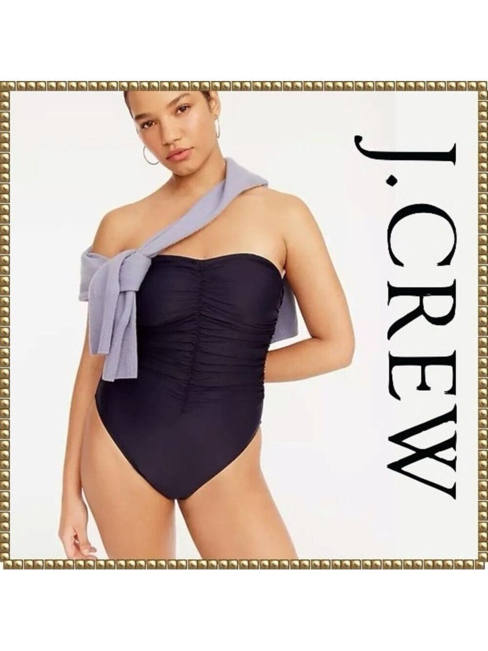 J Crew Navy Sweetheart Ruched One Piece Swimsuit Size 22 NWT